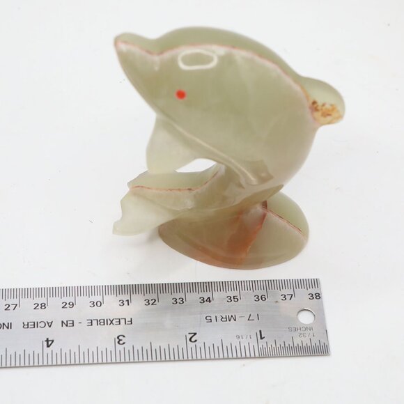 Vintage Onyx Dolphin Figurine Stone Polished Figurine Marble  Decor Green Brown - Picture 6 of 8